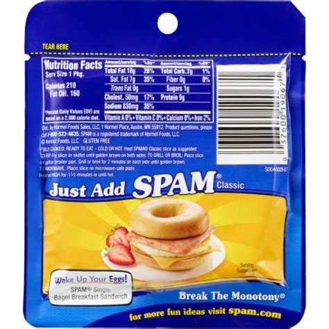 calories in spam|Calories in Hormel Spam Single Classic and Nutrition Facts